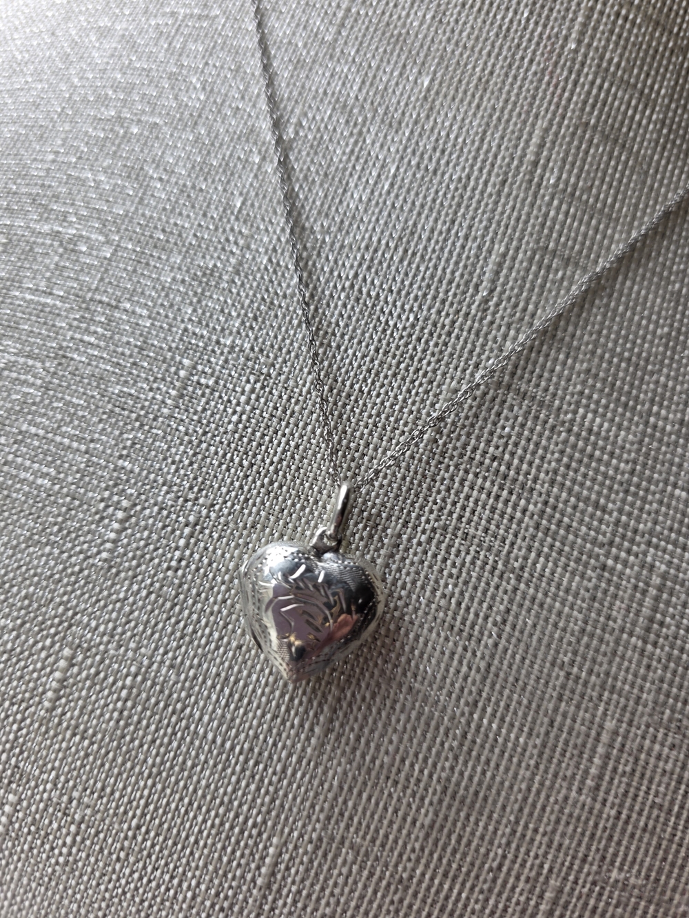 Vintage 925 Sterling Silver Ornate Puffy Heart Pendant Necklace 18” - Picture 8 of 14